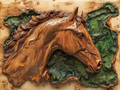 Textured Mahogany Horse Design