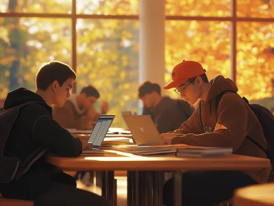 Students Studying in Library