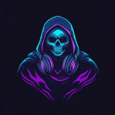 Futuristic Grim Reaper DJ Logo