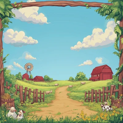 Illustrated Farm Landscape