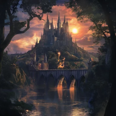 Medieval Castle in Mystic Forest