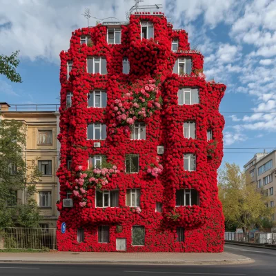 Building Made of Red Roses