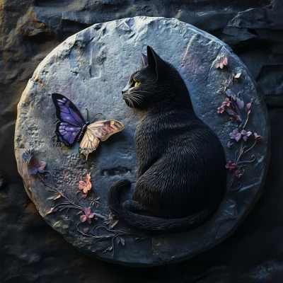 Mystical Cat and Butterfly