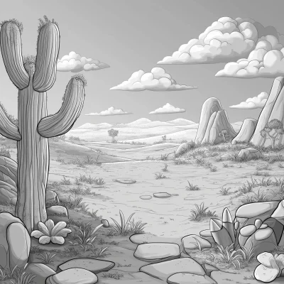 Prairie Scene Coloring Book Background