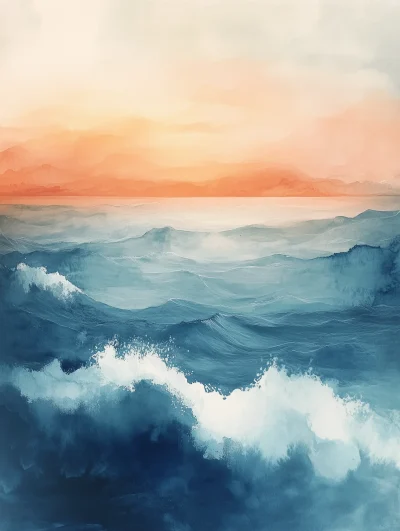 Ocean Abstract Watercolor