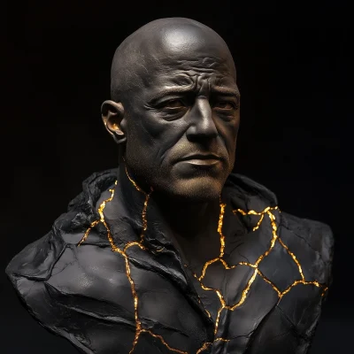 Black Kintsugi Statue