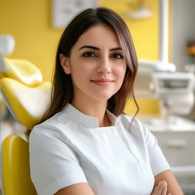 Smiling Dentist at Work