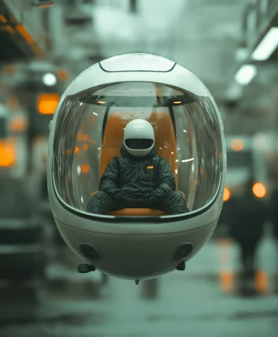 Futuristic Capsule in Traffic