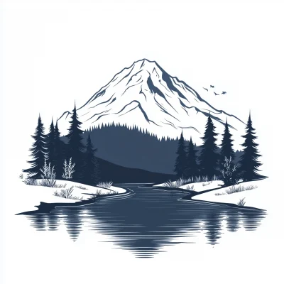 Mount Rainier Landscape Illustration