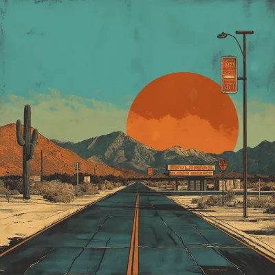 Retro Desert Sunset