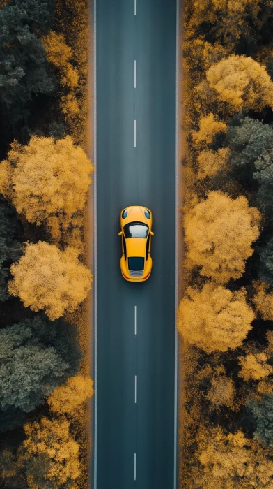 Yellow Porsche on Scenic Road