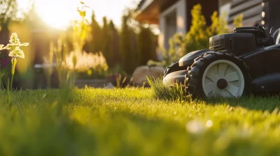 Old Lawn Mower in Action