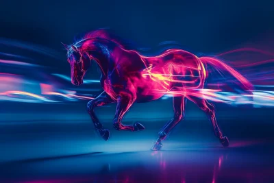 neon horse reflection