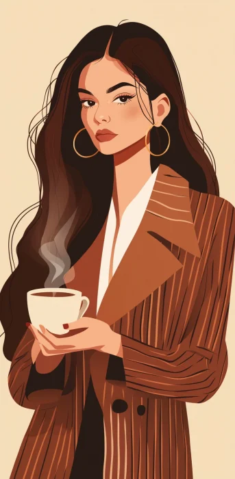 Chic Woman with Hot Cocoa