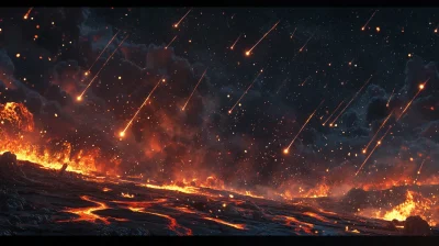 Falling Stars in Lava Landscape