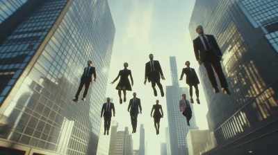 Floating Executives in a Futuristic City