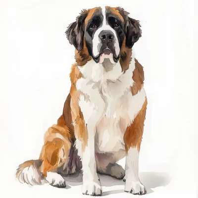 Watercolor Portrait of Saint Bernard