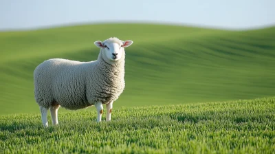 Solitary Sheep on a Hill