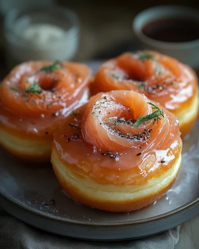 Glazed Donut with Smoked Salmon