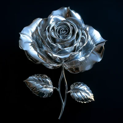 Chrome Rose Sculpture