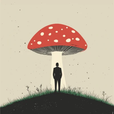 Man Under Mushroom