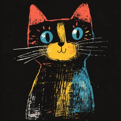 Childish Cat Illustration