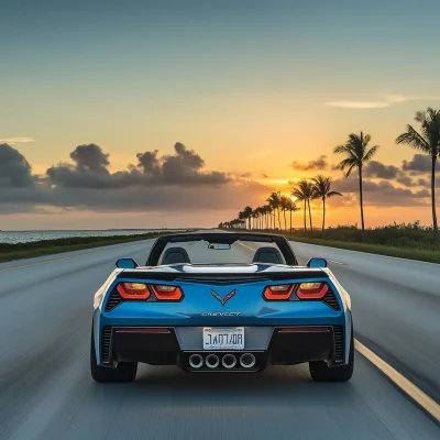 Blue Stingray Corvette Convertible