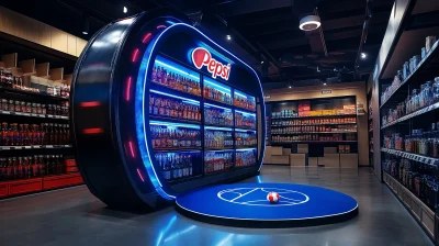 Futuristic Stand in Supermarket