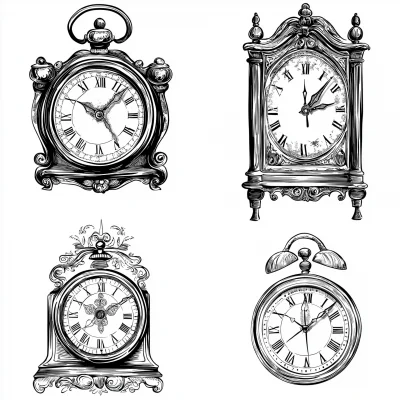 Antique Clocks Illustration