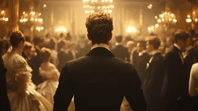 Man Walking in a Crowded Ballroom