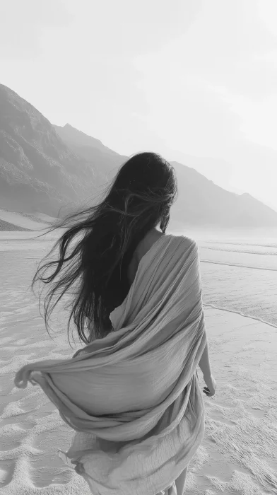 Girl Walking on the Beach