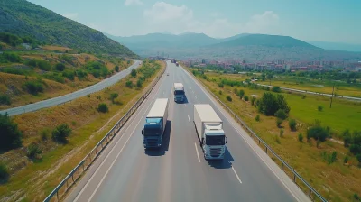 Trucks on a Scenic Highway