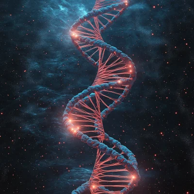 Neon DNA Helix in Cosmos