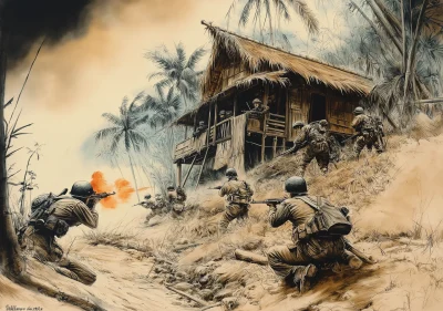Vietnam War Battle Scene