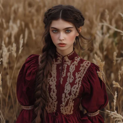 Adyghe Girl in Traditional Dress