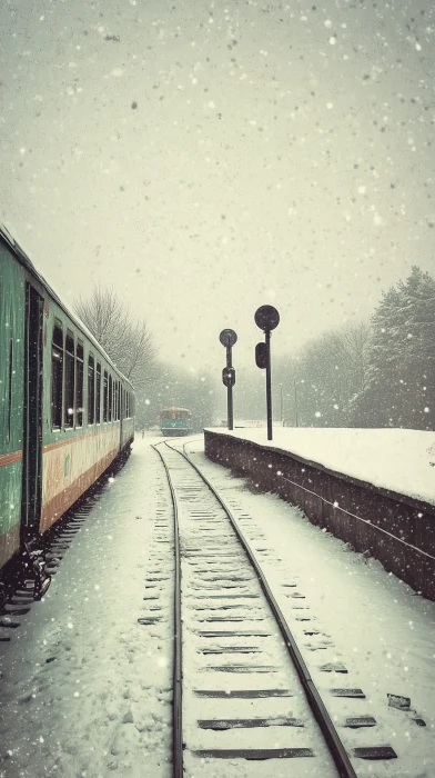 Nostalgic Train in Snow