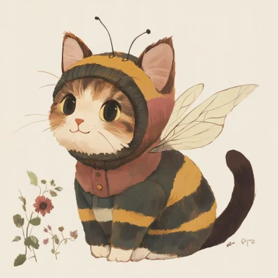 Cat in Bee Costume