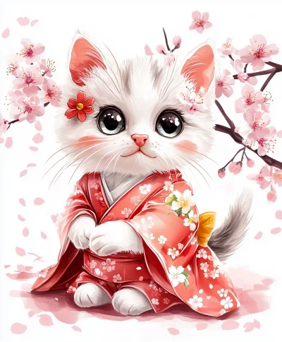 Kawaii Cat in Kimono