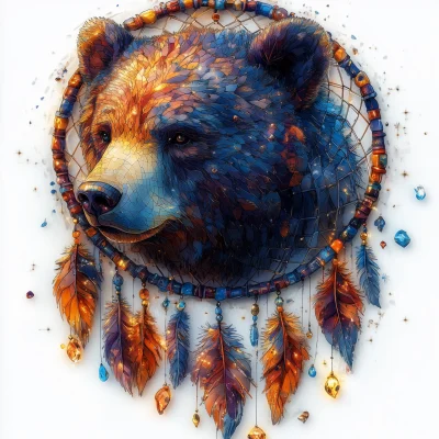 Colorful Bear Head Dream Catcher