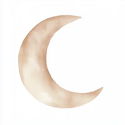 Pale Beige Crescent Moon