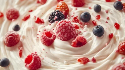 Swirling Yogurt and Fruits