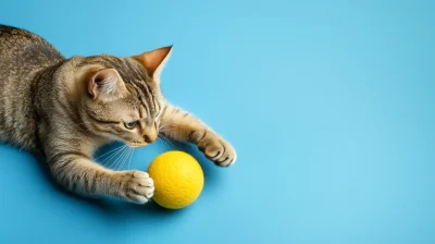 Playful Cat with Ball