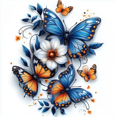 Colorful Flowers and Butterflies