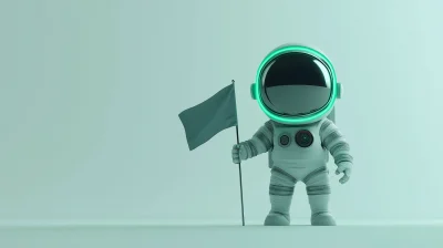 Tiny Astronaut with Flag