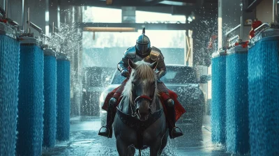 Knight in a Car Wash