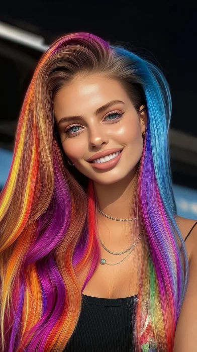 Woman with Rainbow Hair