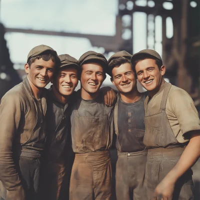 Factory Workers Smiling Together