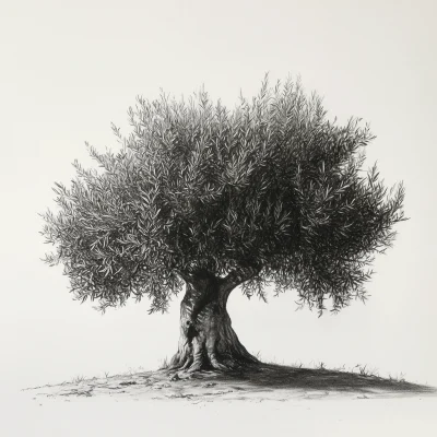 Olive Tree Pencil Drawing