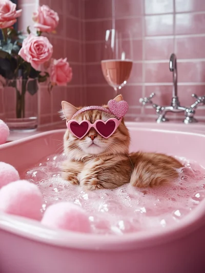 Cute Cat in Bathtub