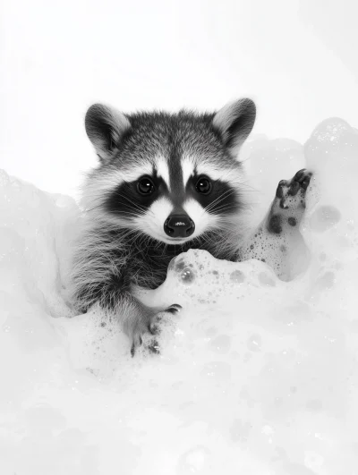 Raccoon in Bubbles